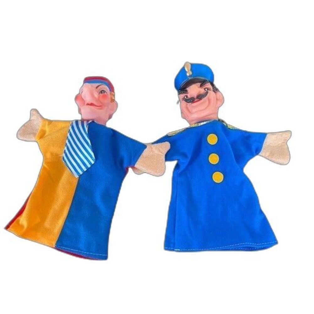 Lot of 4 VTG German Hand Puppets King Queen Policeman Jester Rubber Heads